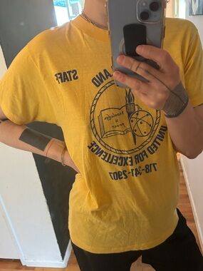 Yellow Graphic Vintage Crewneck T‑Shirt